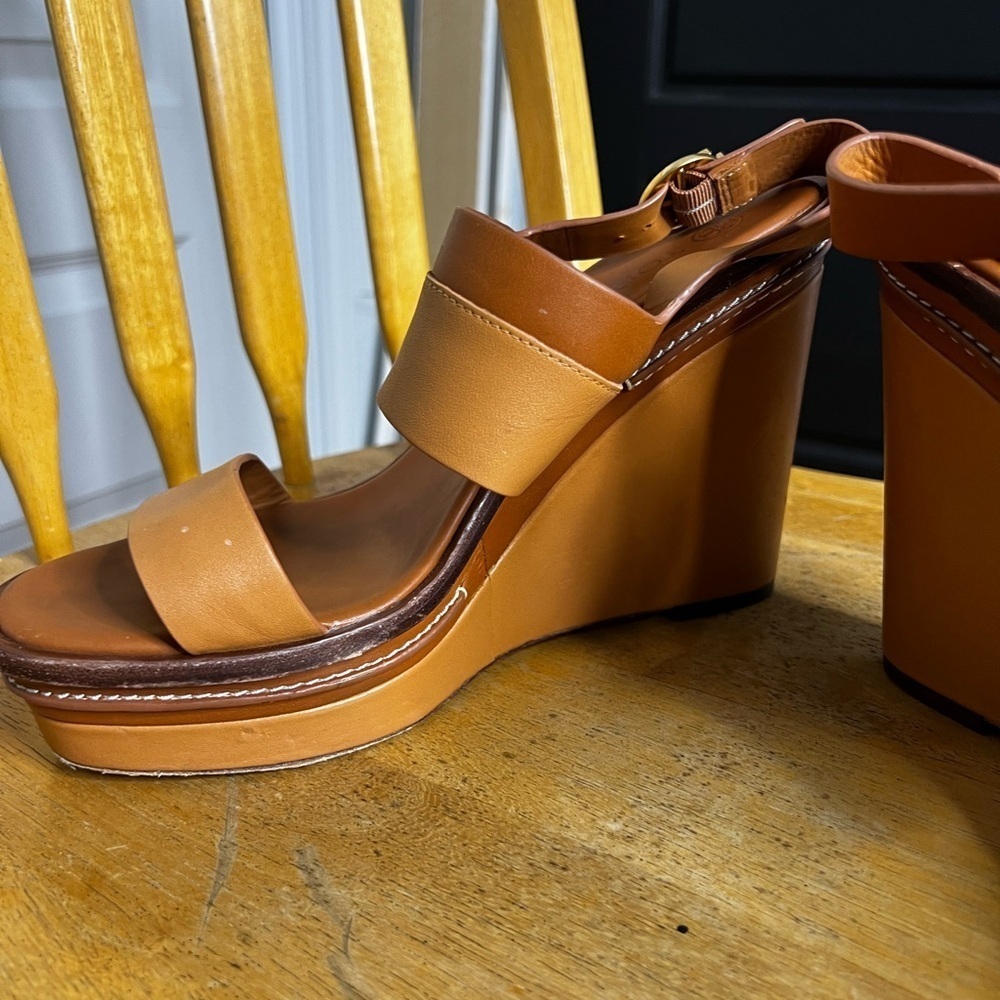 Tory Burch Selby Two Toned Wedge Sandals 9.5 - Picture 6 of 9